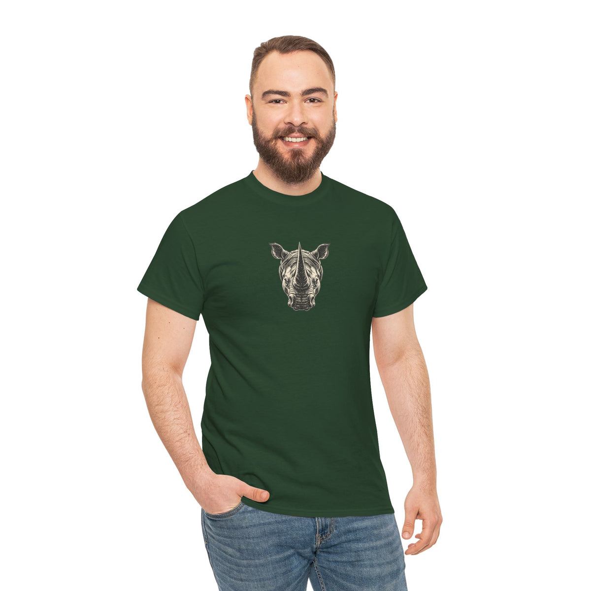 Rhino Mindset Men’s Front & Back Graphic T-Shirt | Live Fortunate