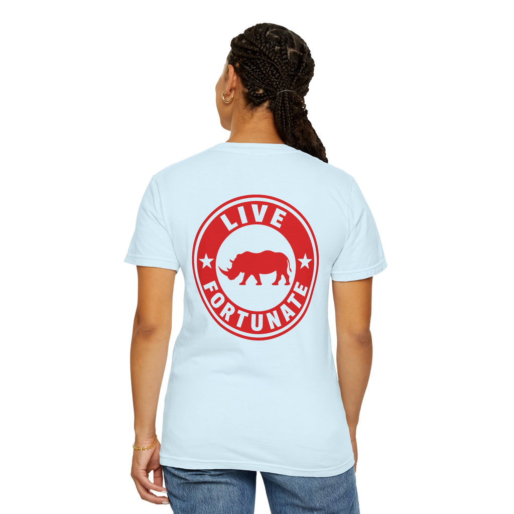 Live Fortunate Rhino T-Shirt — Red Rhino Logo Tee