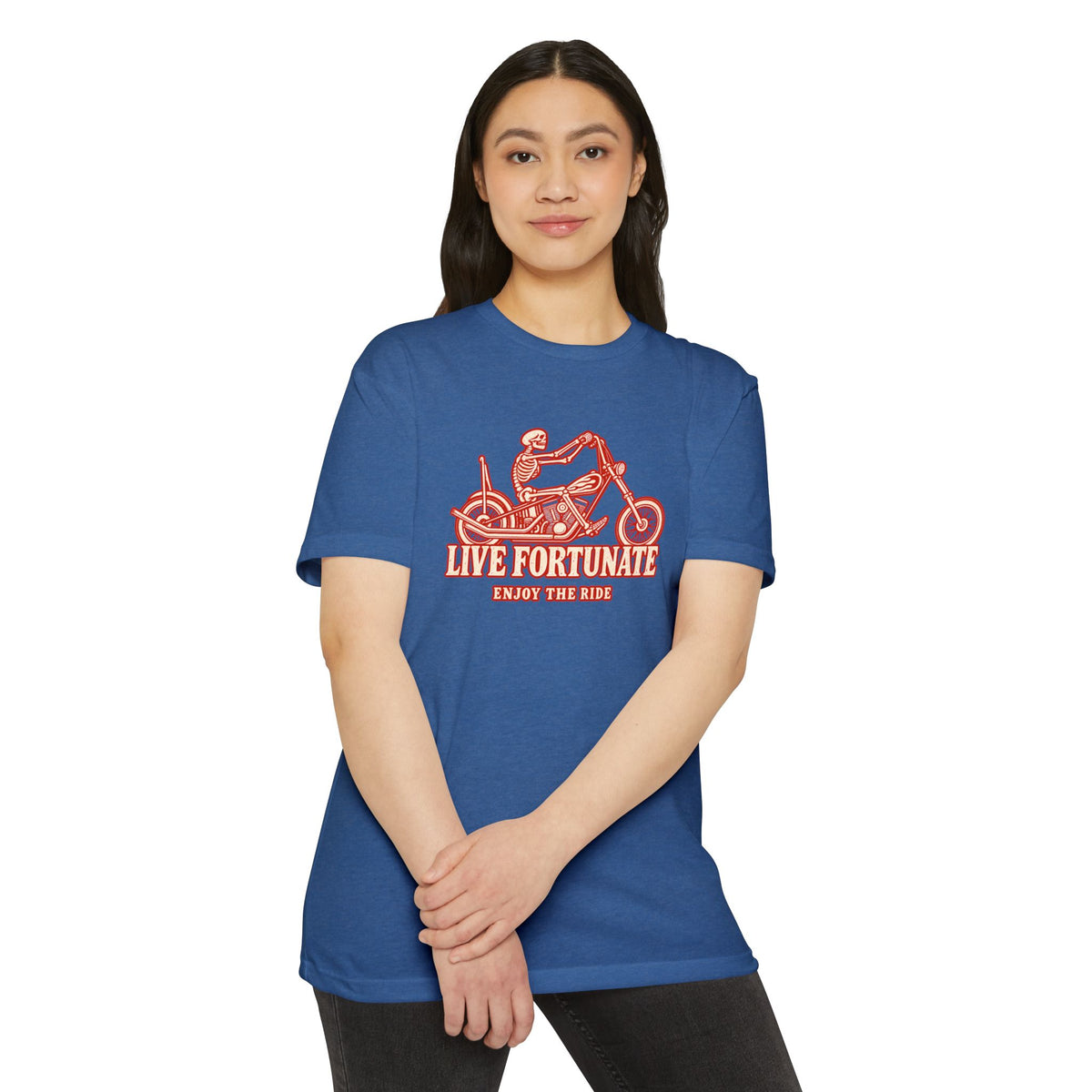 Live Fortunate Enjoy the Ride Skeleton Motorcycle Tee
