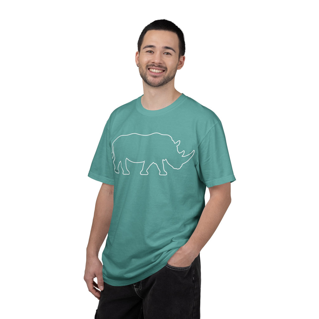 Rhino Outline T-Shirt — Minimal Wildlife Graphic Tee