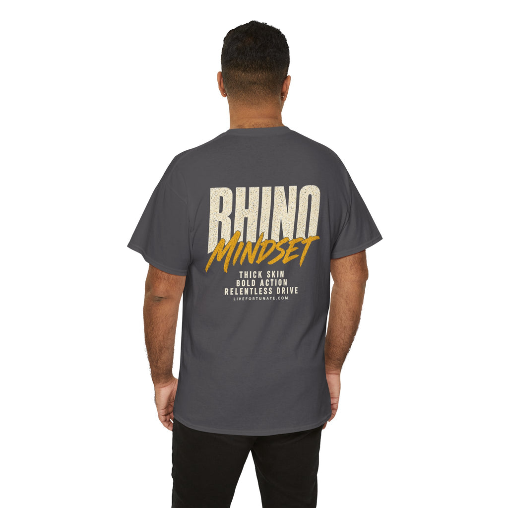 Rhino Mindset Men’s Front & Back Graphic T-Shirt | Live Fortunate