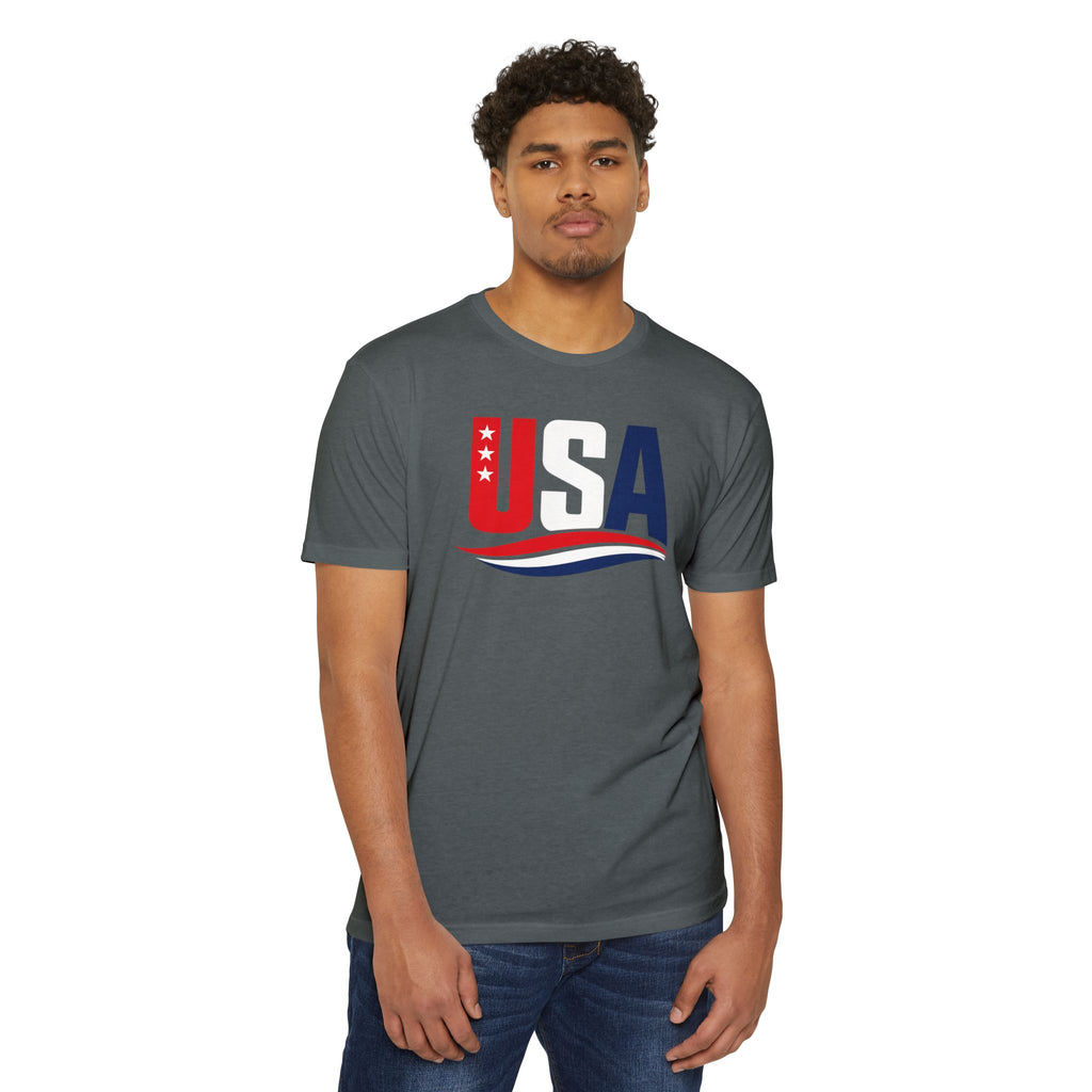 USA Flag Graphic T-Shirt — Patriotic Red White Blue Tee