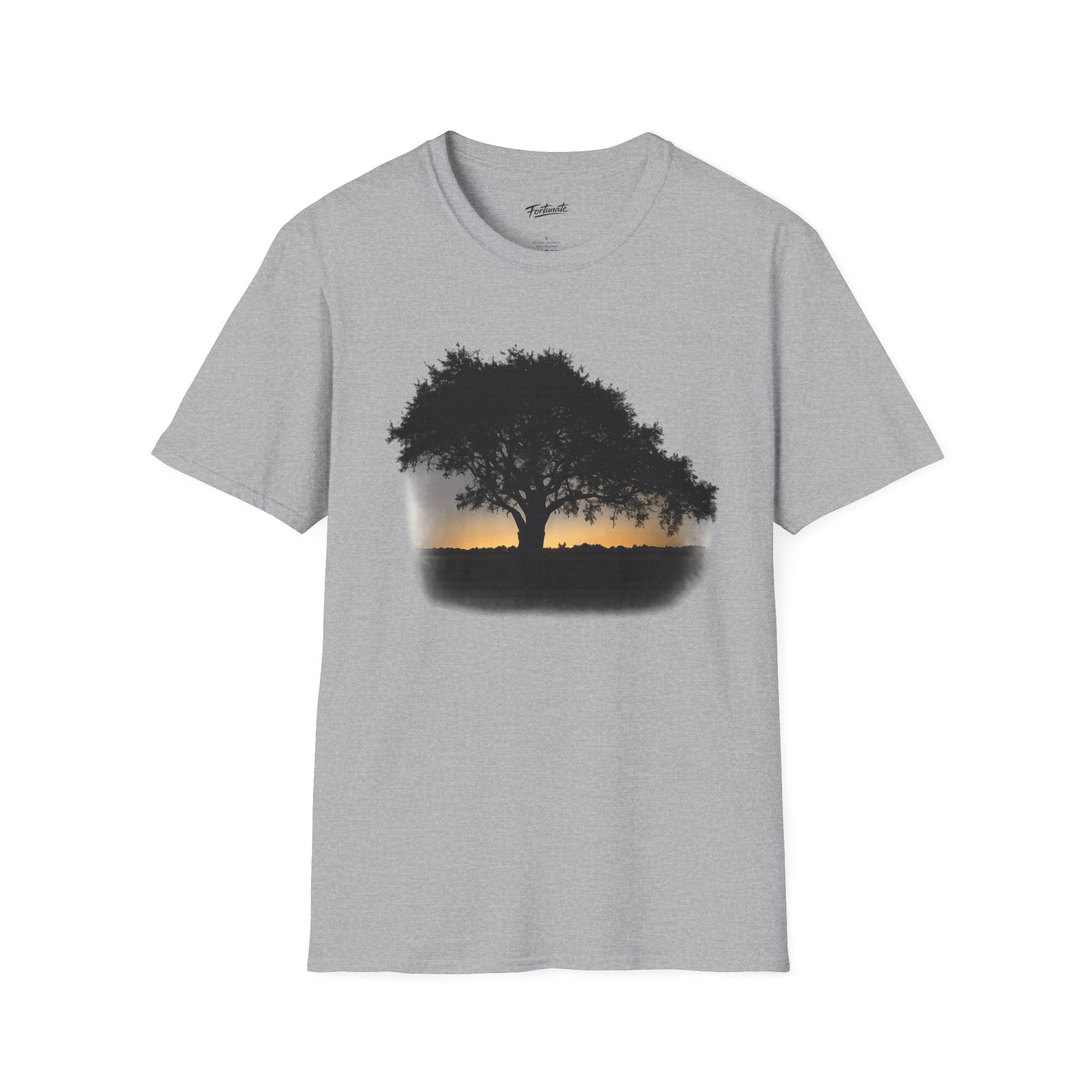 Tree of Clues Sunset T-Shirt — Silhouette Nature Graphic Tee