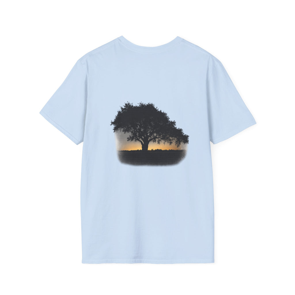 Tree of Clues Sunset T-Shirt — Silhouette Nature Graphic Tee