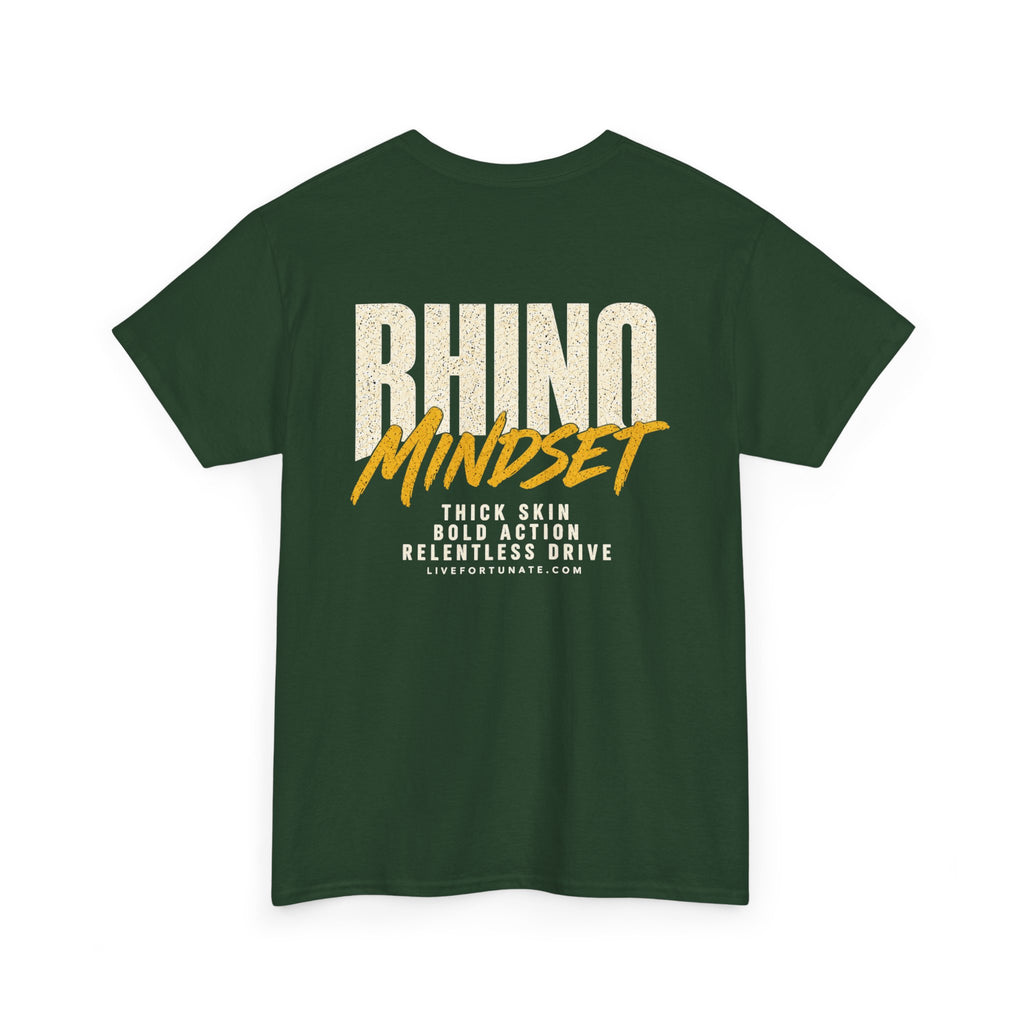 Rhino Mindset Men’s Front & Back Graphic T-Shirt | Live Fortunate