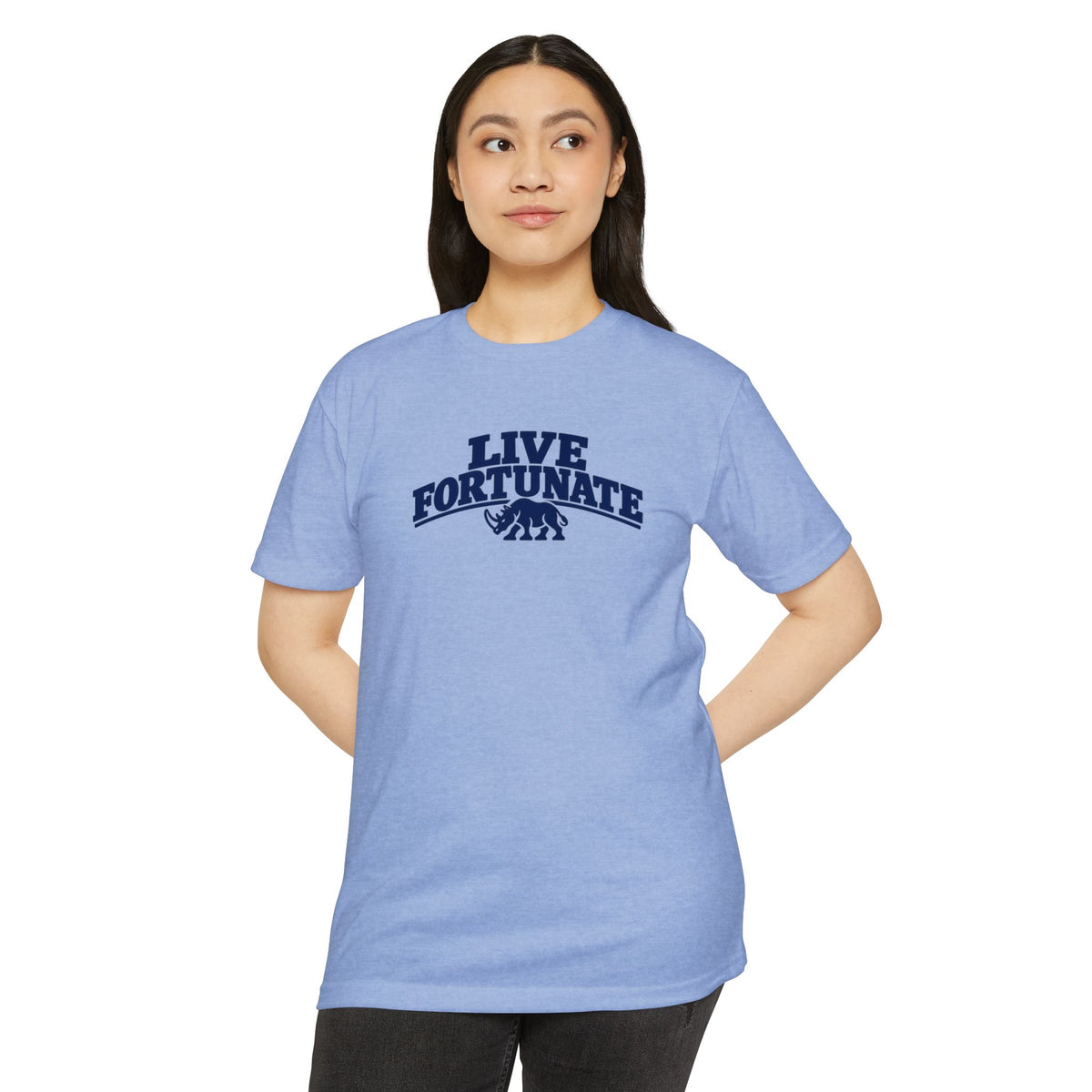 Live Fortunate Rhino Collegiate Tee | Premium Everyday T-Shirt