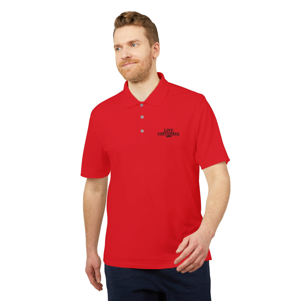 Live Fortunate Men’s Adidas Performance Polo – Embroidered Rhino Logo