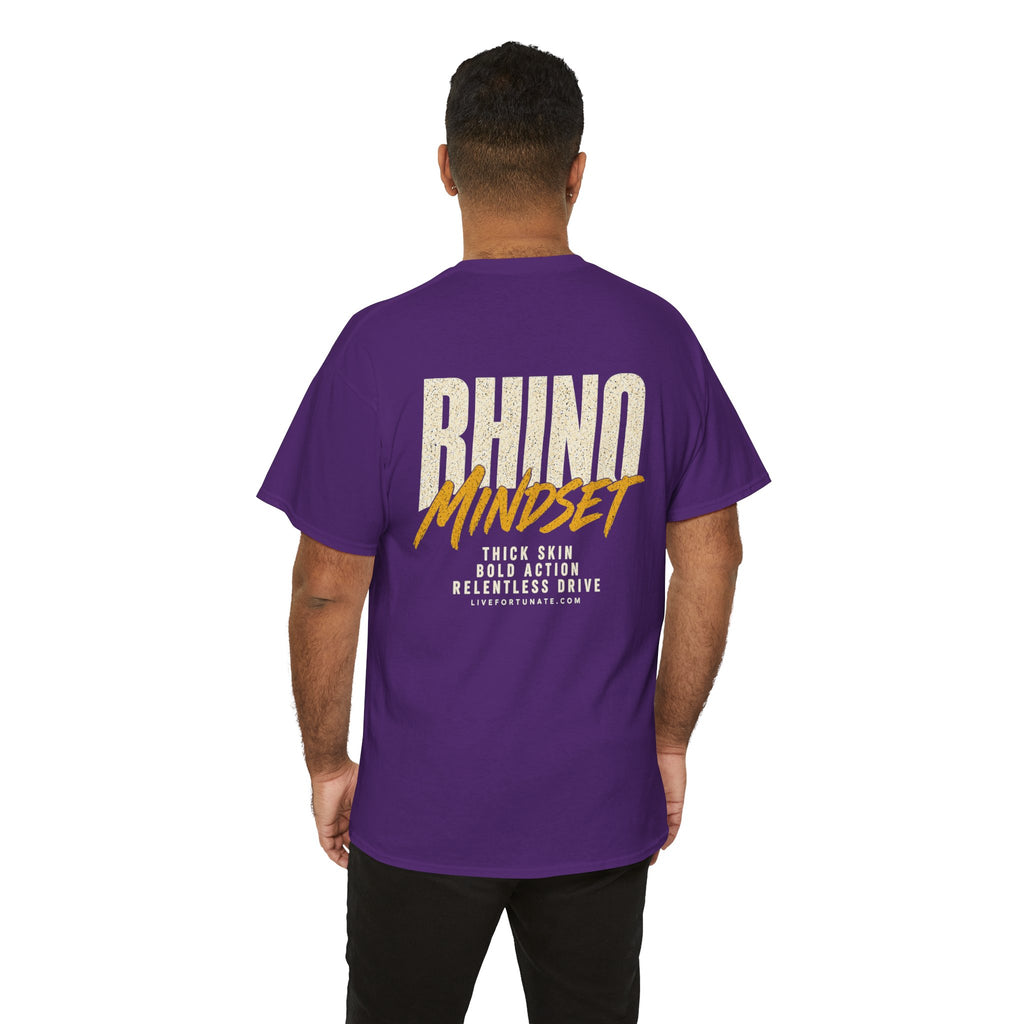 Rhino Mindset Men’s Front & Back Graphic T-Shirt | Live Fortunate
