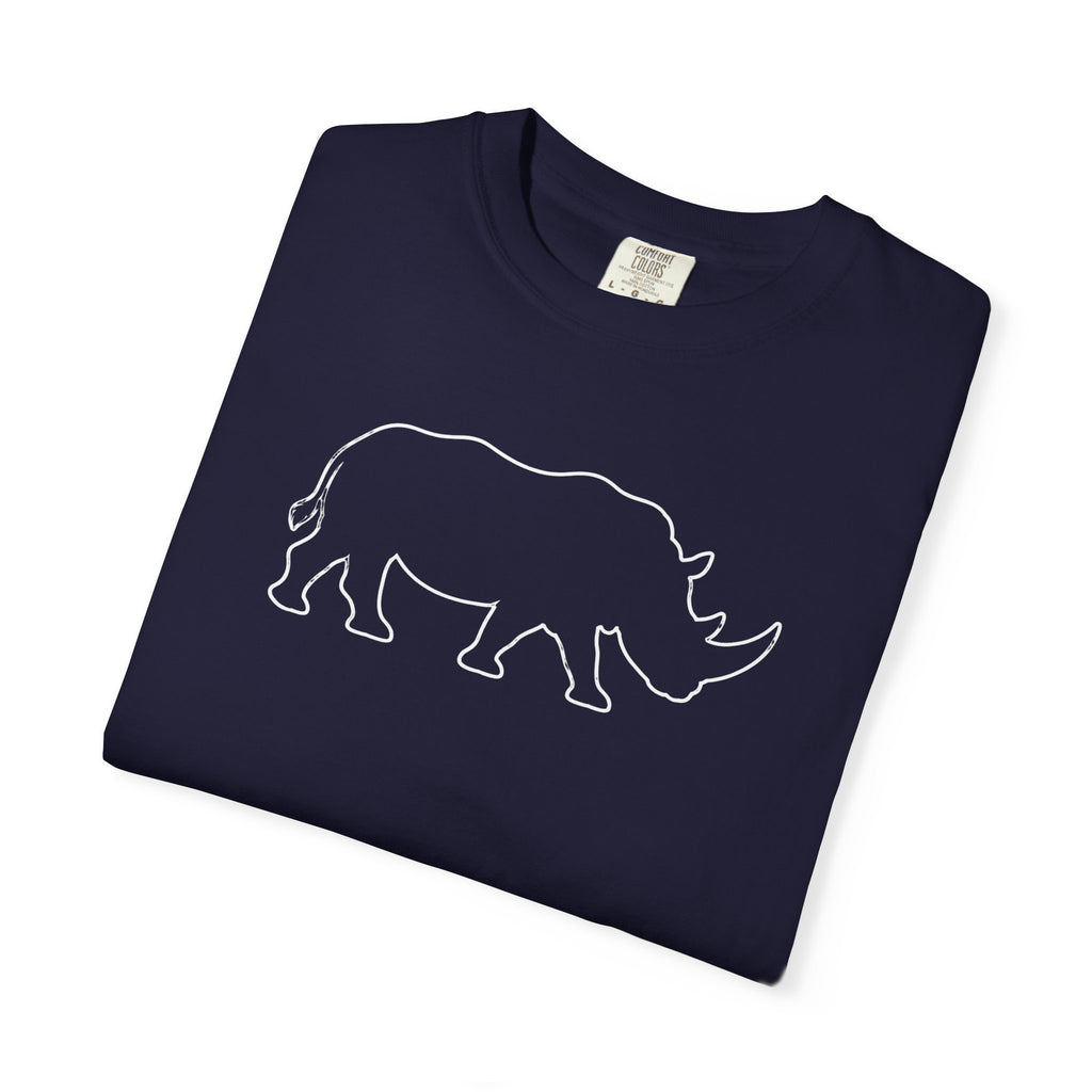 Rhino Outline T-Shirt — Minimal Wildlife Graphic Tee