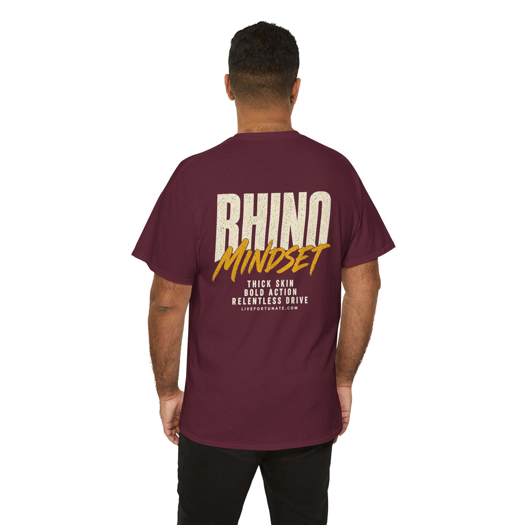 Rhino Mindset Men’s Front & Back Graphic T-Shirt | Live Fortunate