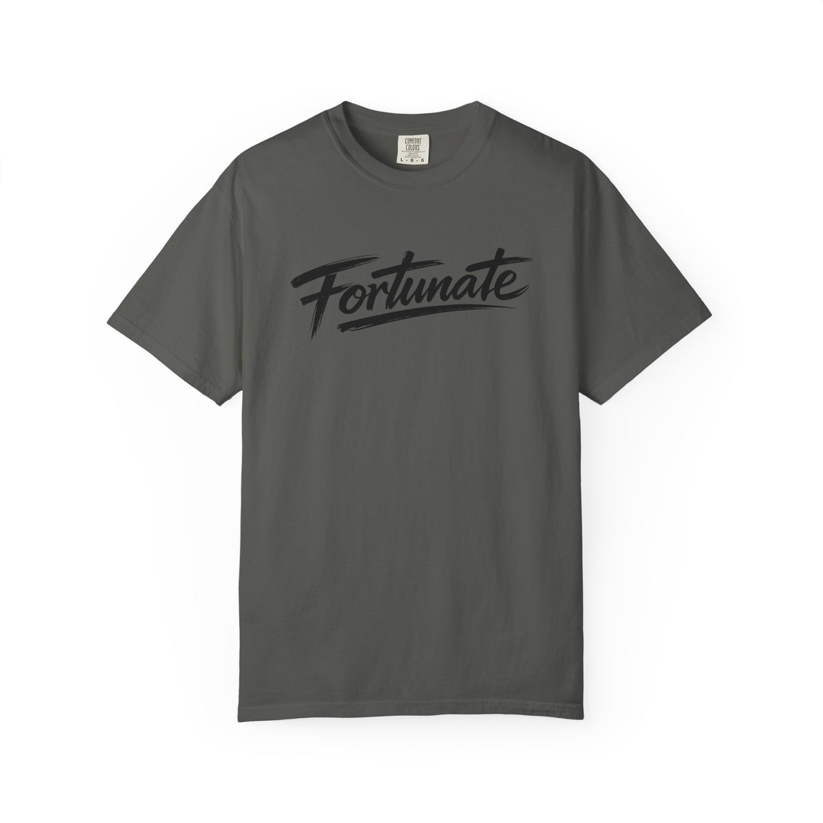 Fortunate Script T-Shirt — Casual Graphic Tee with 'Fortunate' Handwritten Logo