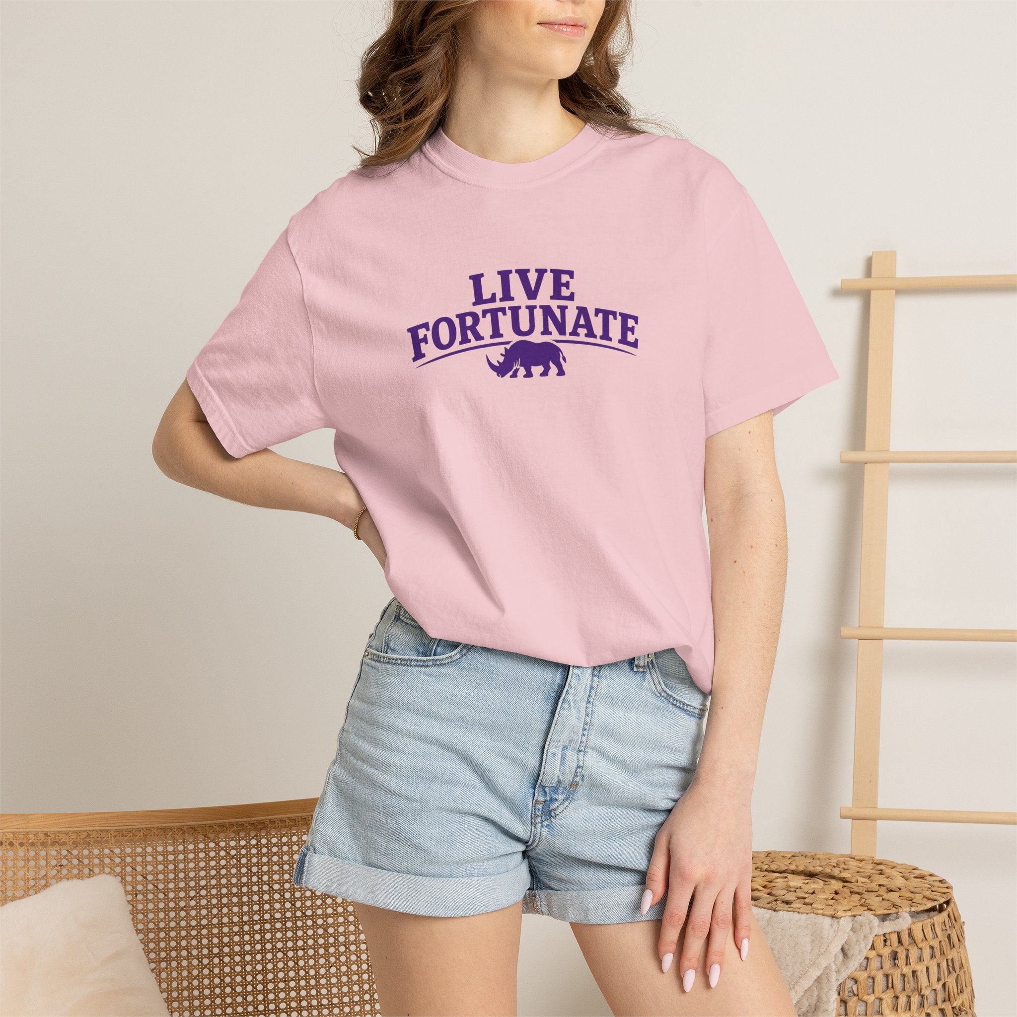 Live Fortunate Rhino Graphic T‑Shirt