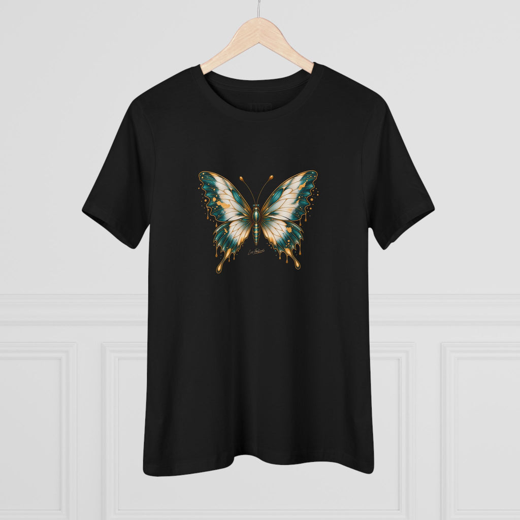 Butterfly Graphic Tee — Teal & Gold Vintage Butterfly Women's T-Shirt