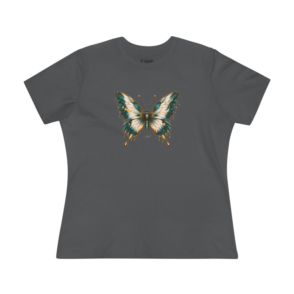 Butterfly Graphic Tee — Teal & Gold Vintage Butterfly Women's T-Shirt