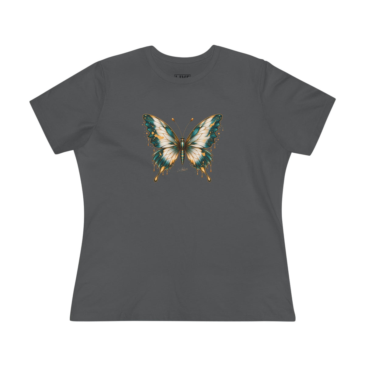 Butterfly Graphic Tee — Teal & Gold Vintage Butterfly Women's T-Shirt