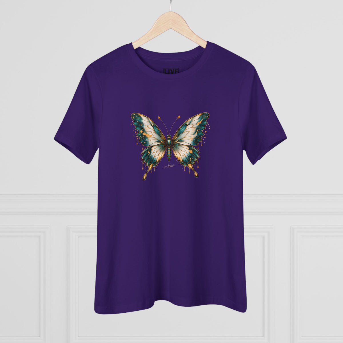 Butterfly Graphic Tee — Teal & Gold Vintage Butterfly Women's T-Shirt