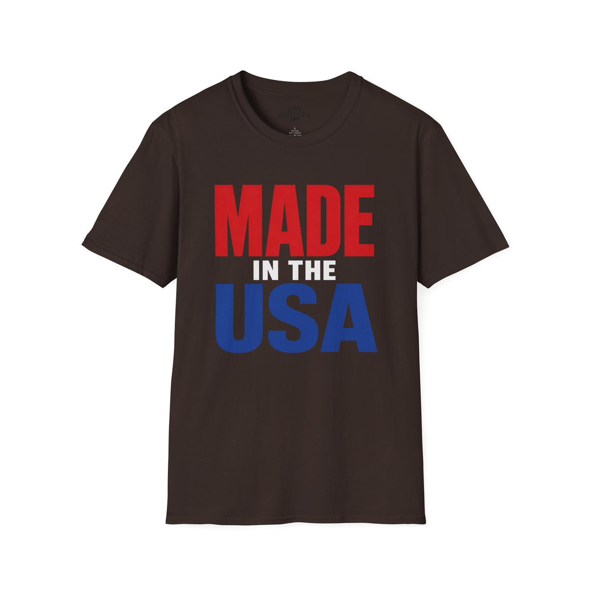 Made in USA T-Shirt — Patriotic Red & Blue Graphic Tee