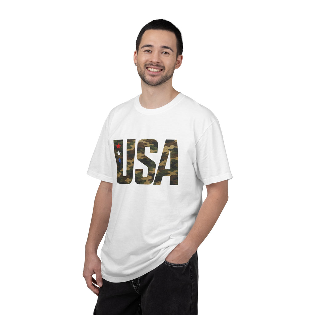 USA Camo Graphic T‑Shirt — Patriotic Military Style Tee