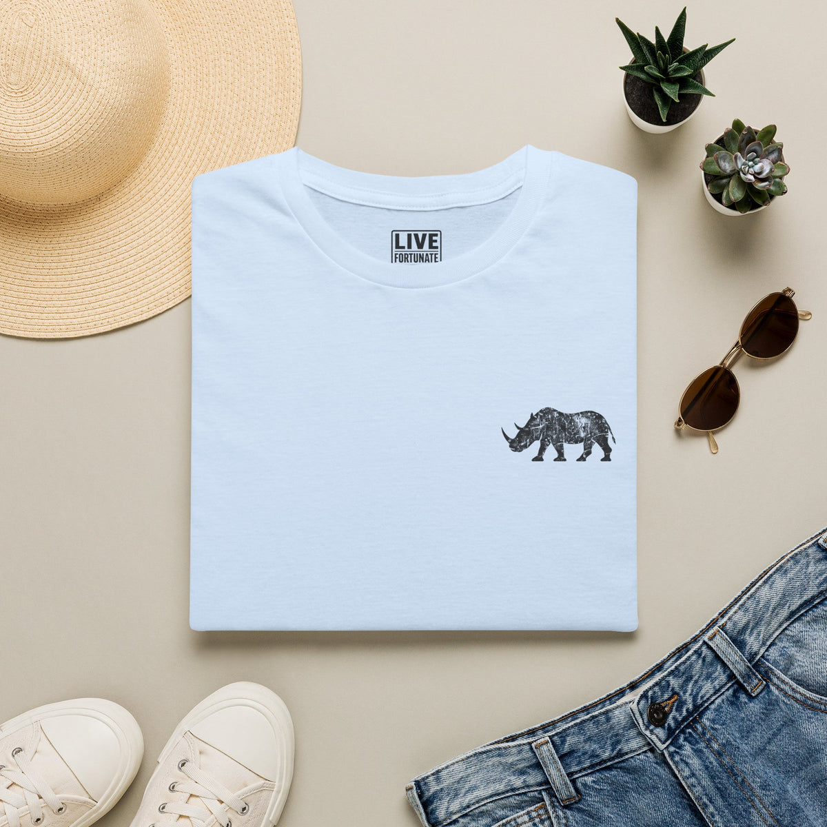 Fortunate AF Rhino Graphic T-shirt Black