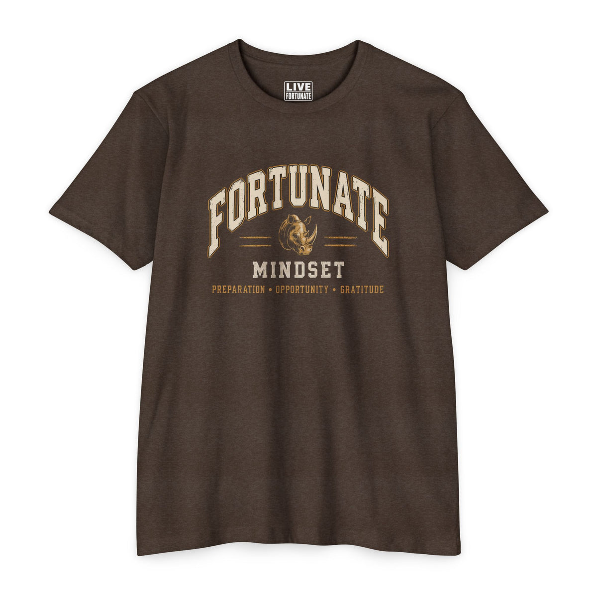 Fortunate Mindset Men’s Vintage Rhino Graphic T-Shirt | Live Fortunate