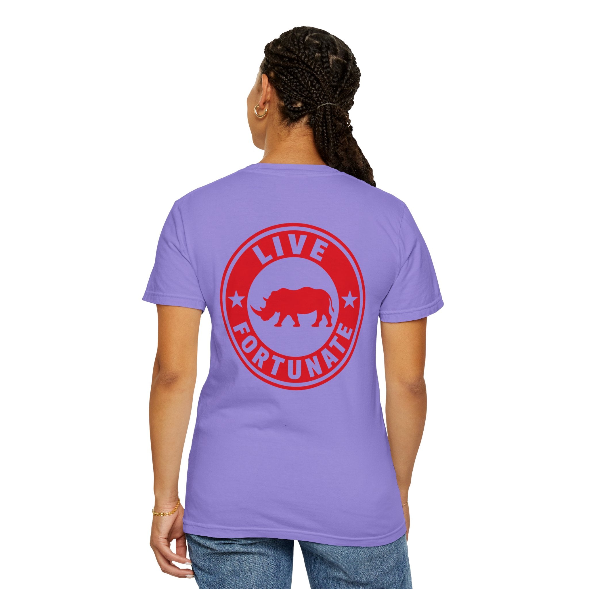 Live Fortunate Rhino T-Shirt — Red Rhino Logo Tee