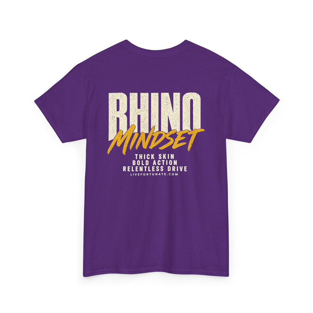 Rhino Mindset Men’s Front & Back Graphic T-Shirt | Live Fortunate
