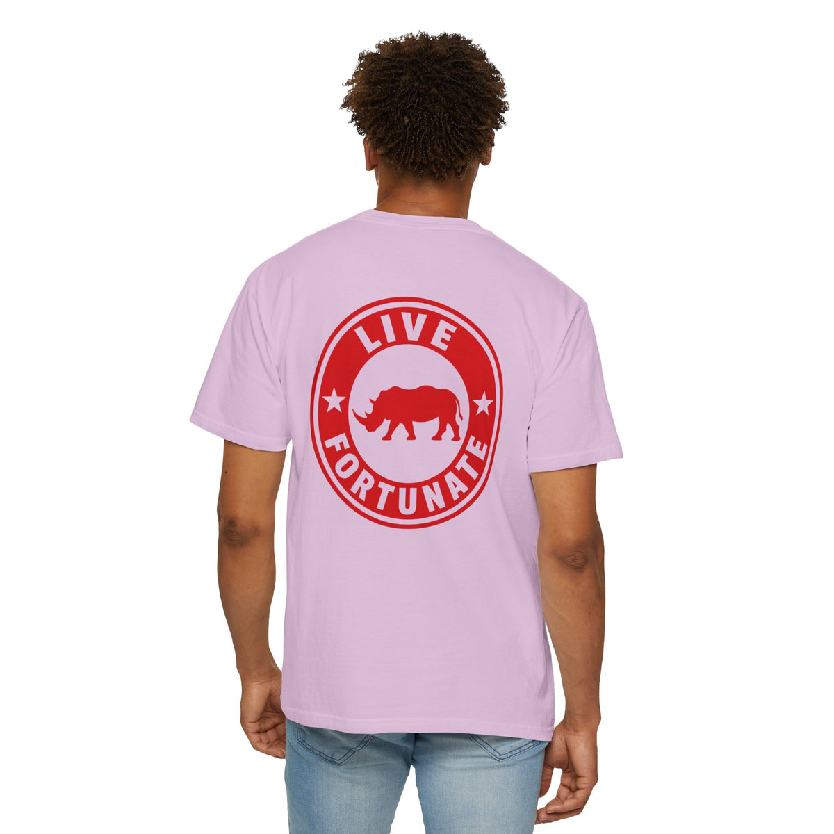 Live Fortunate Rhino T-Shirt — Red Rhino Logo Tee