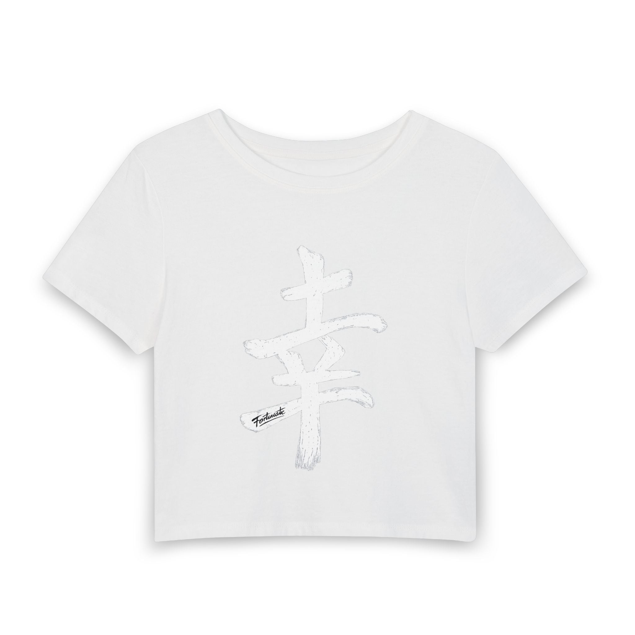 Women's Baby Tee - Minimal Brushstroke Kanji Crop Top