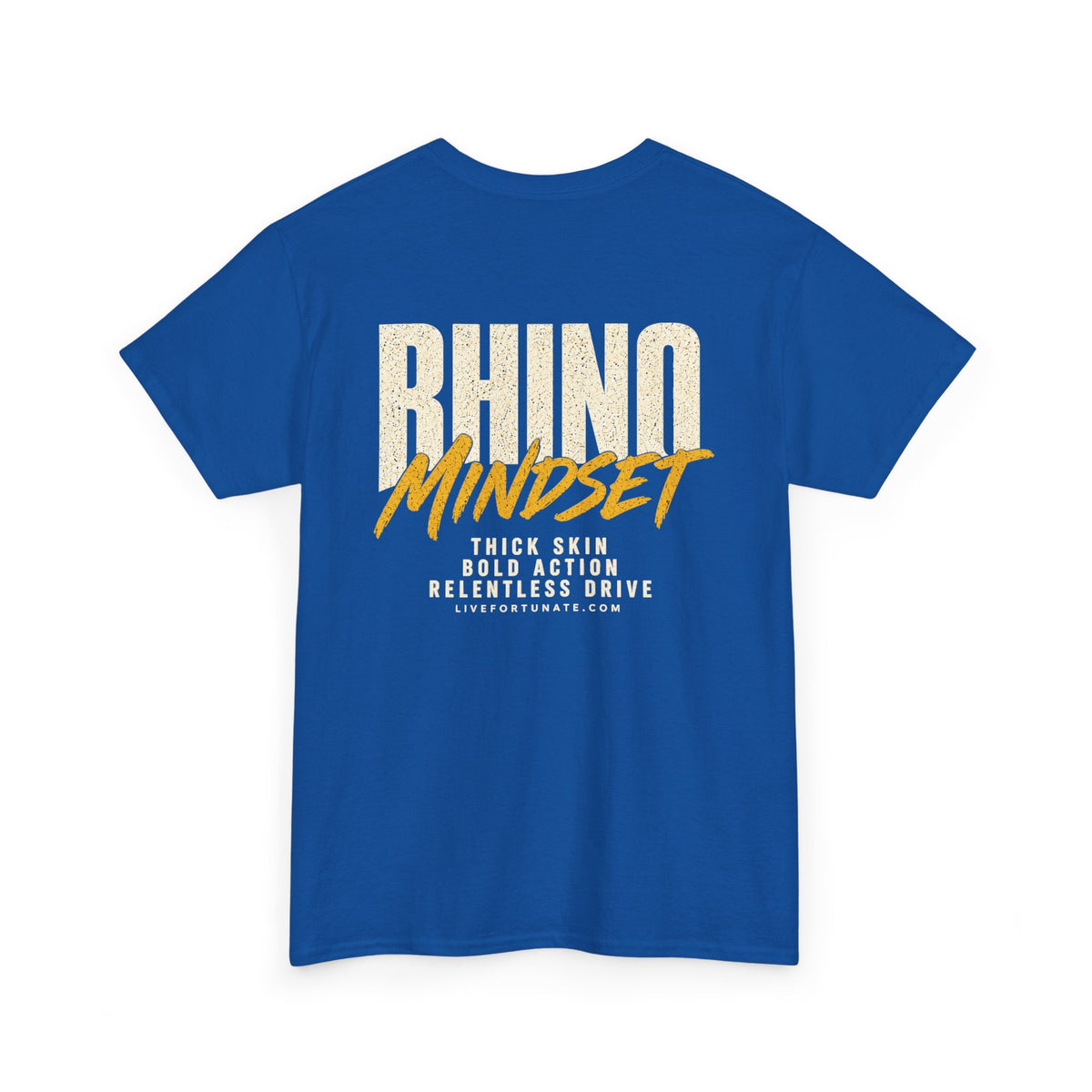 Rhino Mindset Men’s Front & Back Graphic T-Shirt | Live Fortunate