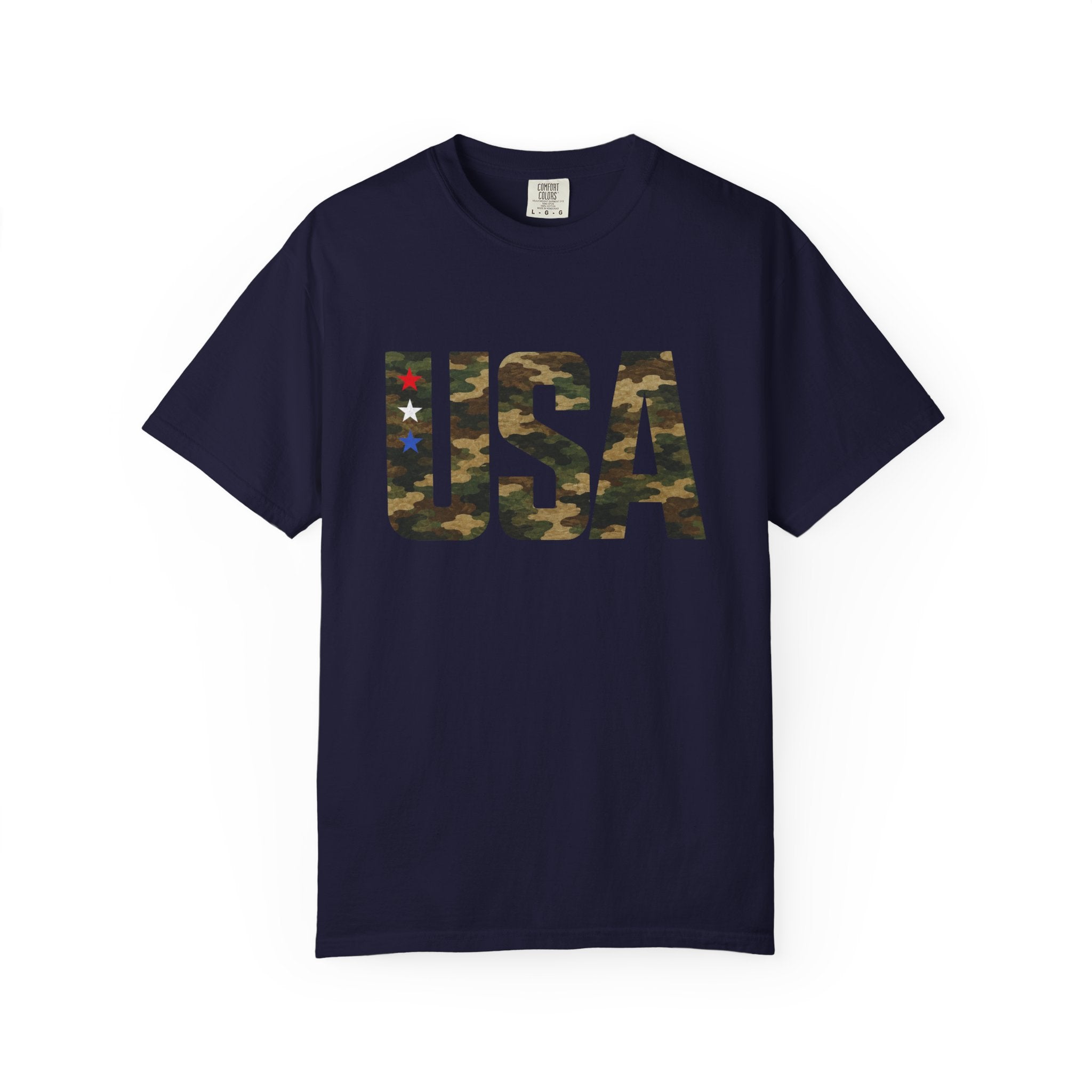 USA Camo Graphic T‑Shirt — Patriotic Military Style Tee