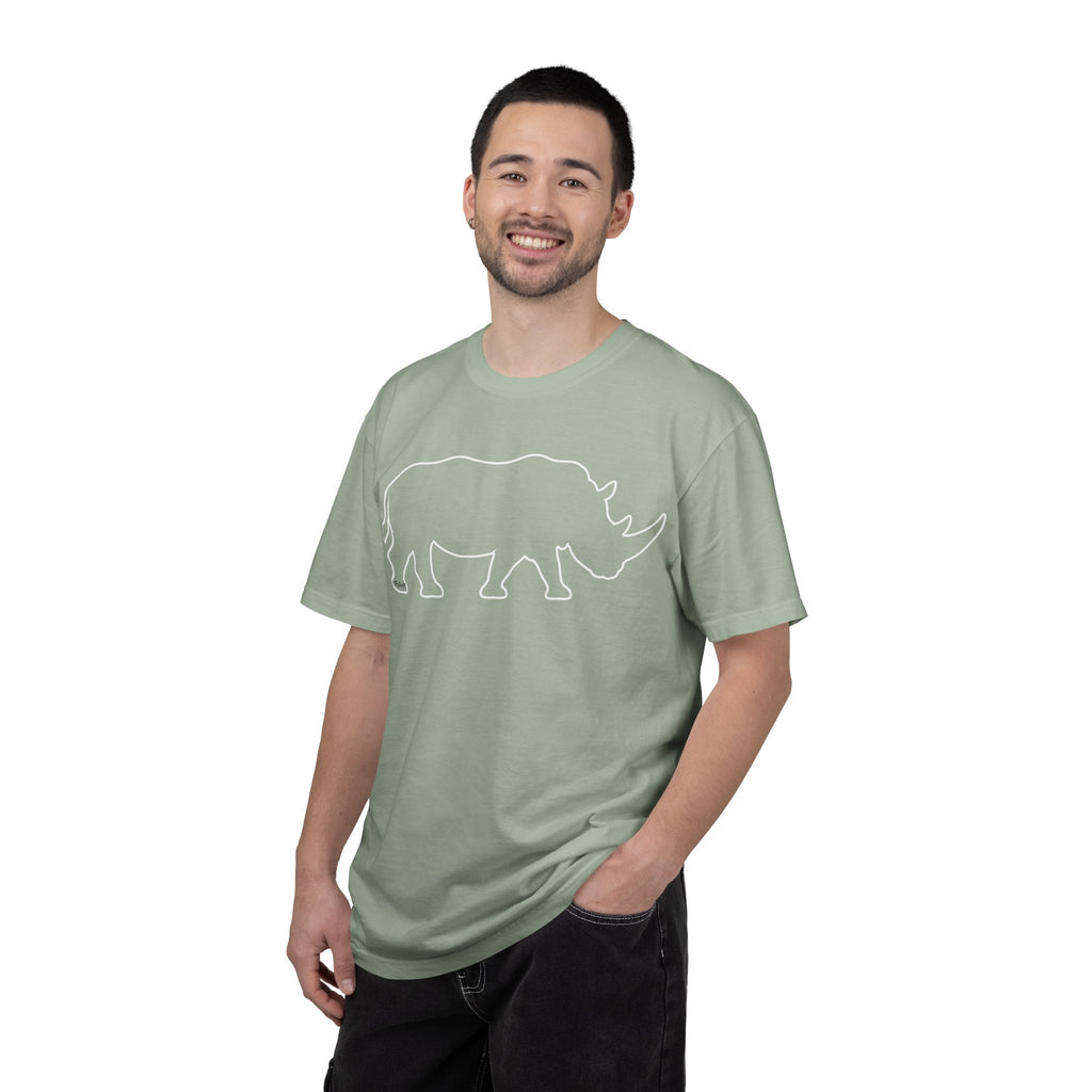 Rhino Outline T-Shirt — Minimal Wildlife Graphic Tee