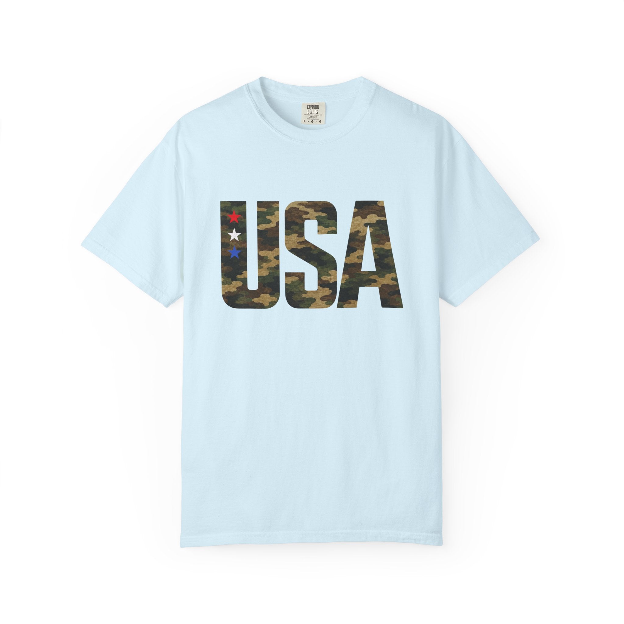 USA Camo Graphic T‑Shirt — Patriotic Military Style Tee
