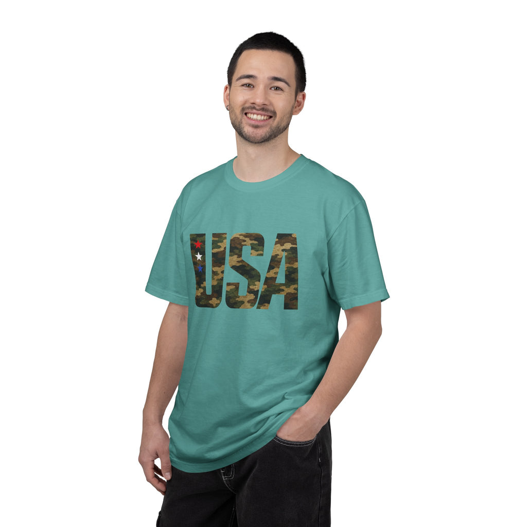 USA Camo Graphic T‑Shirt — Patriotic Military Style Tee