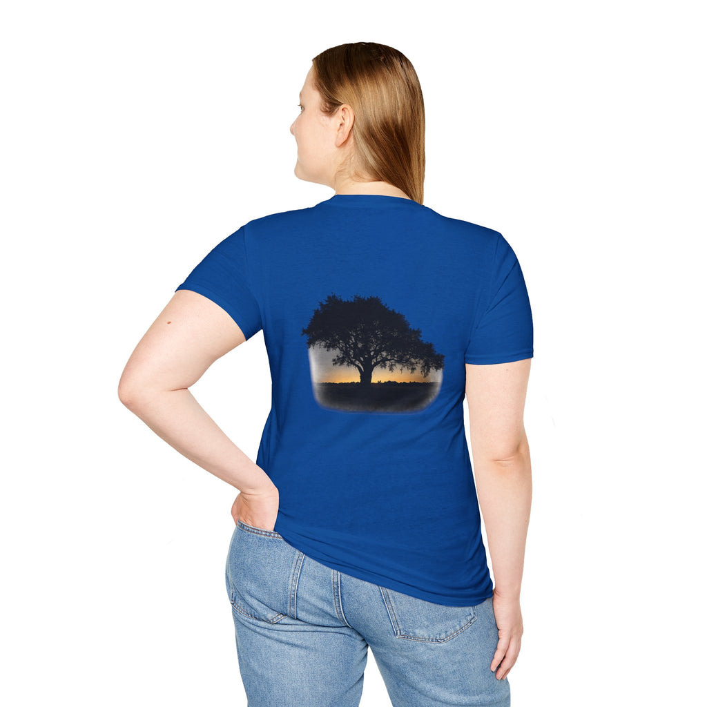 Tree of Clues Sunset T-Shirt — Silhouette Nature Graphic Tee