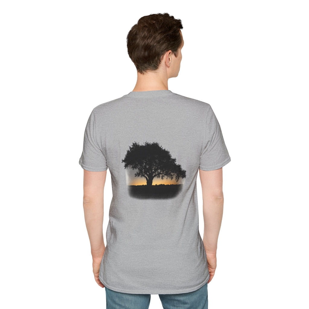 Tree of Clues Sunset T-Shirt — Silhouette Nature Graphic Tee