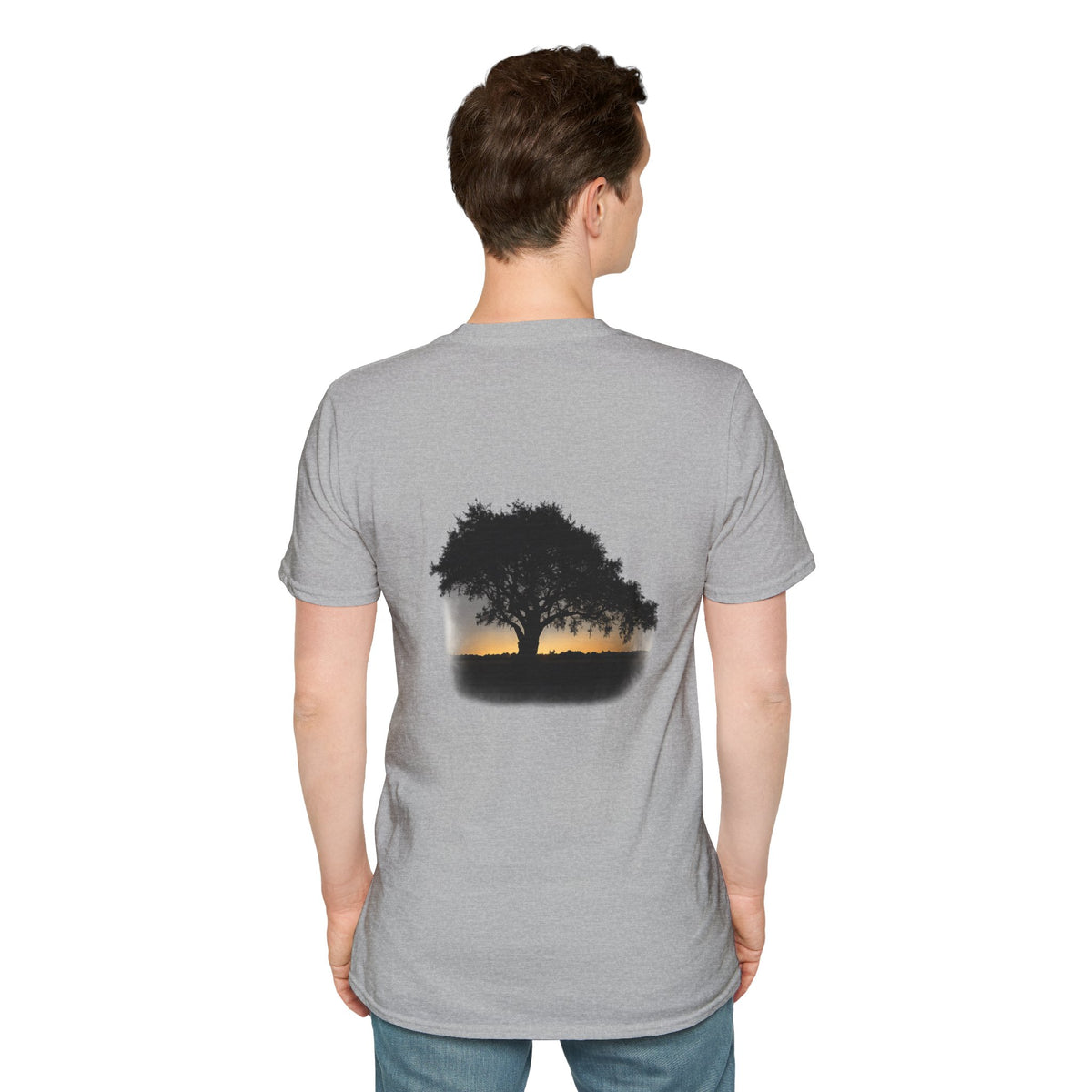 Tree of Clues Sunset T-Shirt — Silhouette Nature Graphic Tee