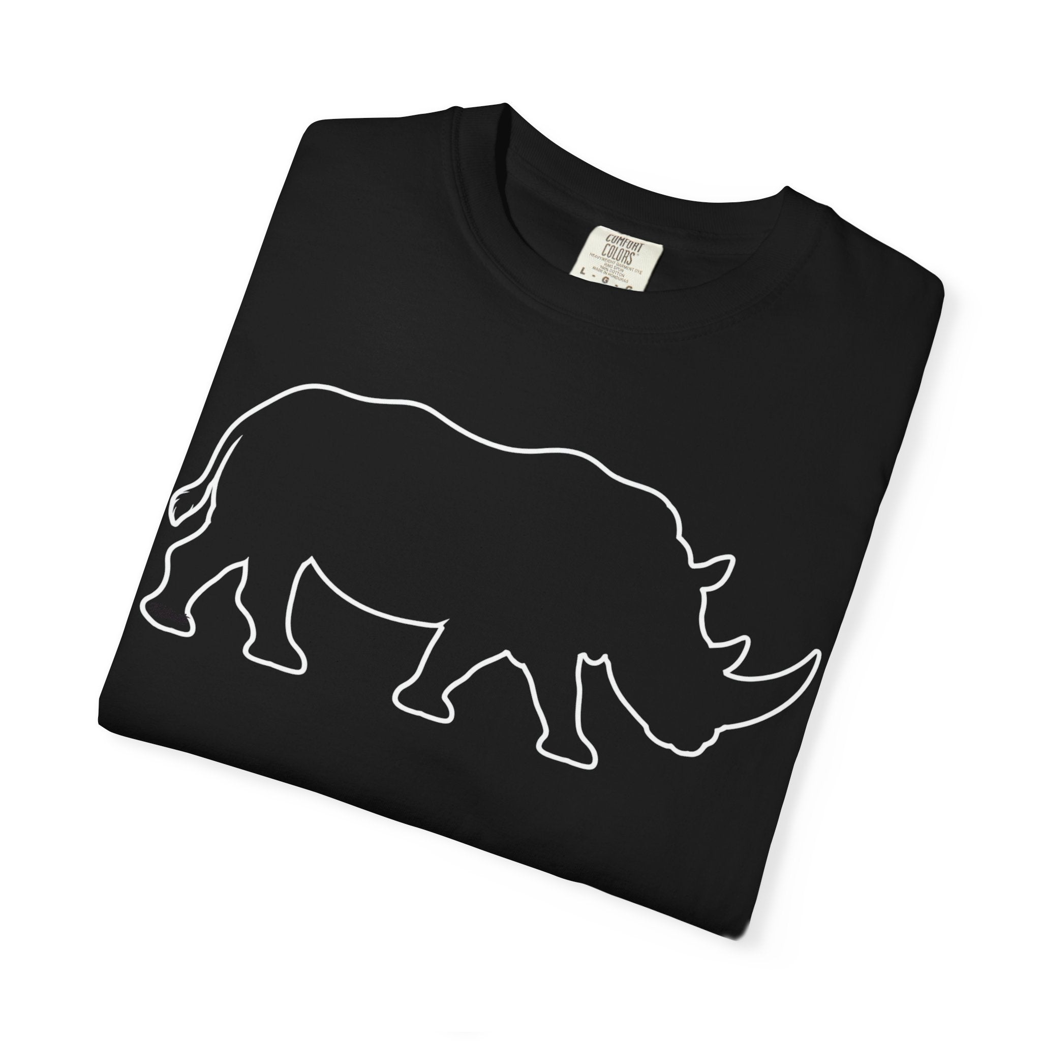 Rhino Outline T-Shirt — Minimal Wildlife Graphic Tee
