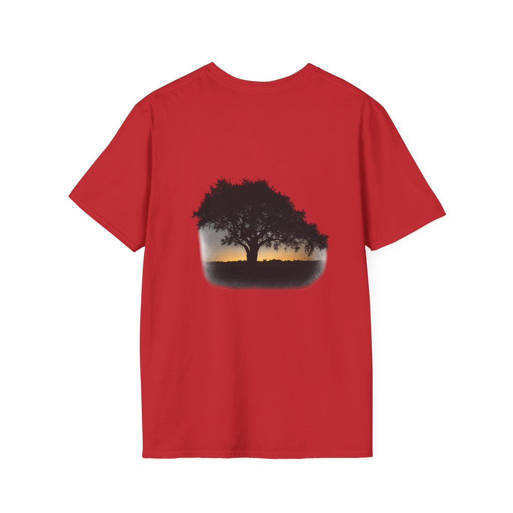 Tree of Clues Sunset T-Shirt — Silhouette Nature Graphic Tee