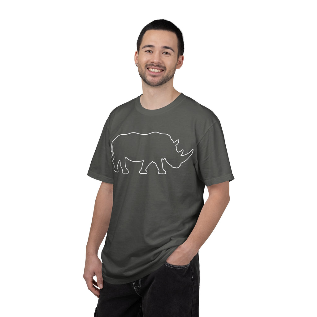 Rhino Outline T-Shirt — Minimal Wildlife Graphic Tee