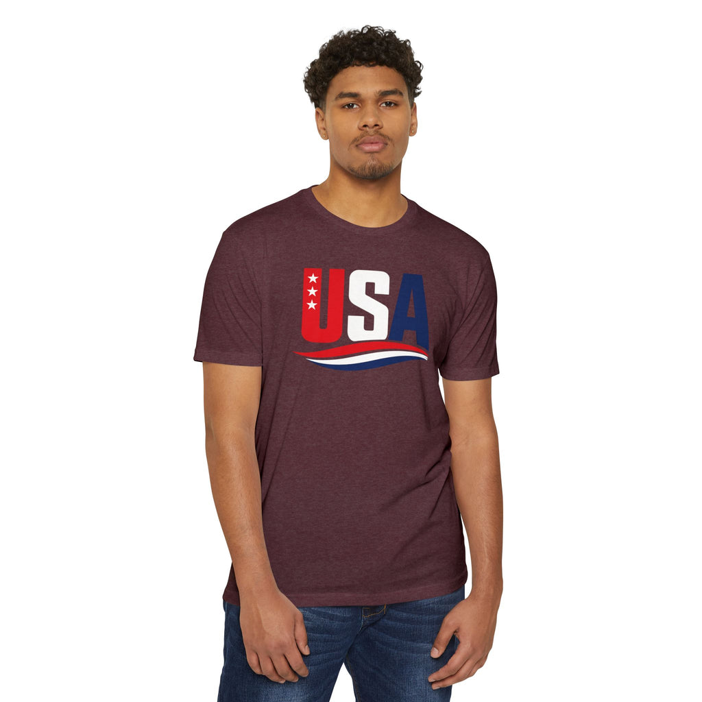 USA Flag Graphic T-Shirt — Patriotic Red White Blue Tee