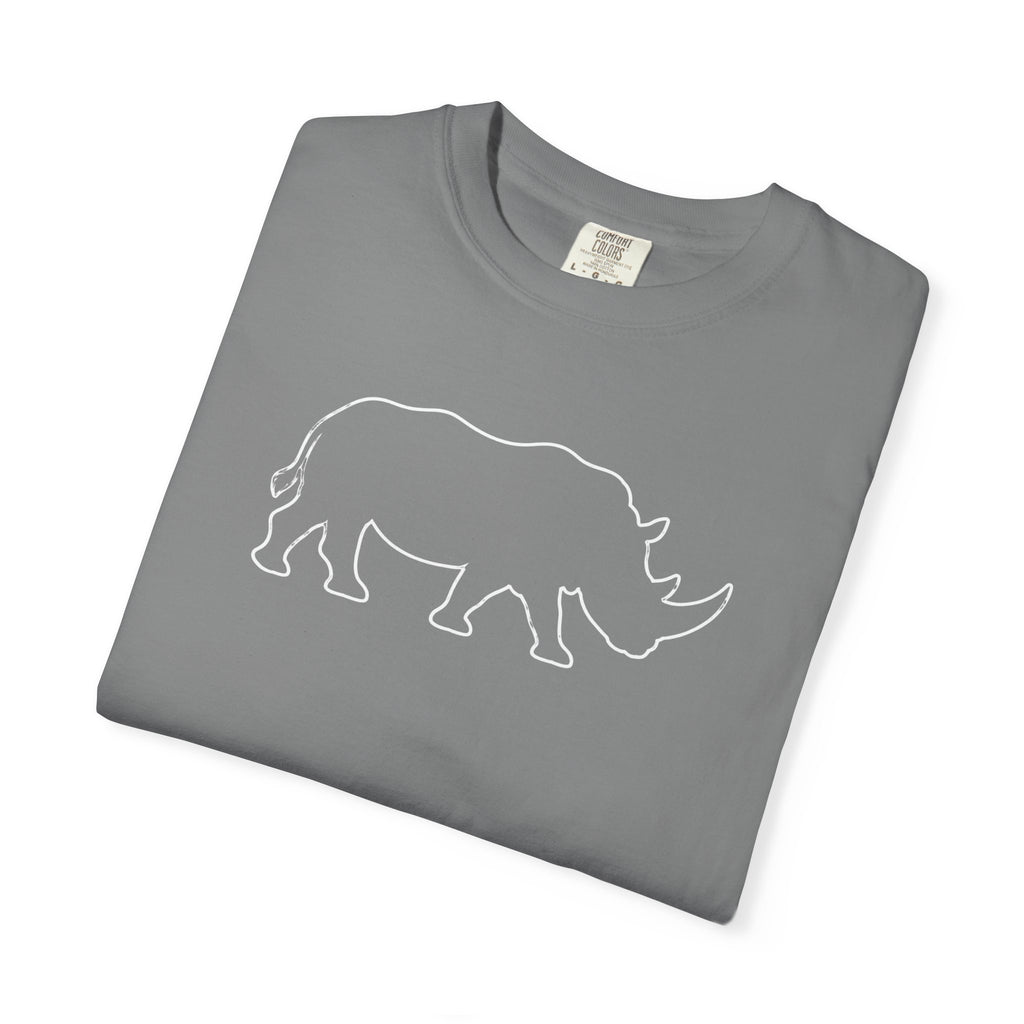 Rhino Outline T-Shirt — Minimal Wildlife Graphic Tee