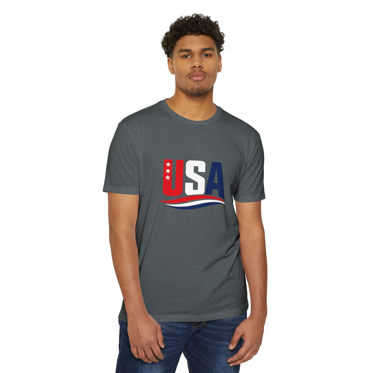 USA Flag Graphic T-Shirt — Patriotic Red White Blue Tee
