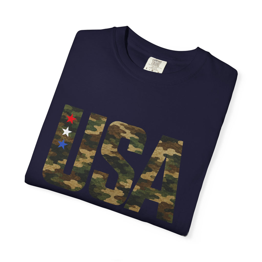 USA Camo Graphic T‑Shirt — Patriotic Military Style Tee