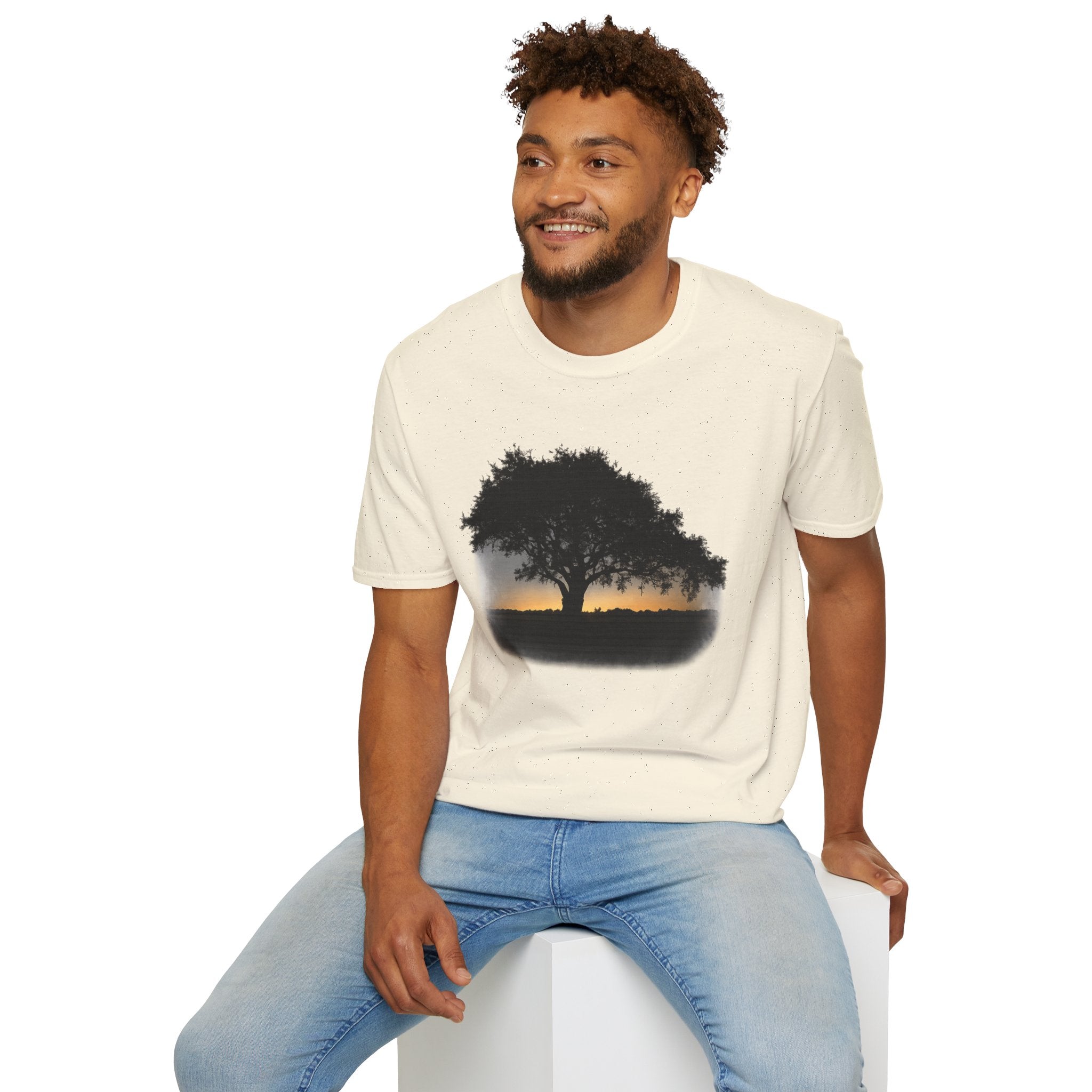 Tree of Clues Sunset T-Shirt — Silhouette Nature Graphic Tee