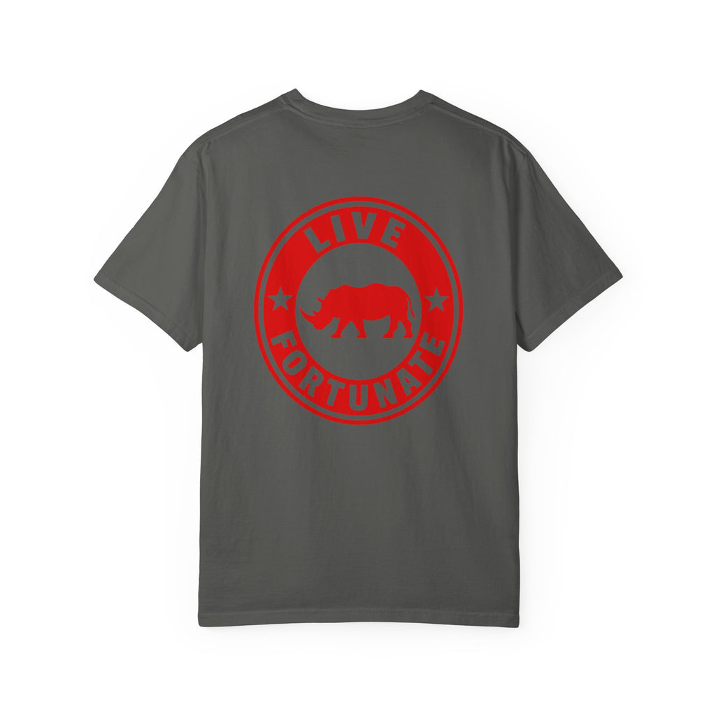 Live Fortunate Rhino T-Shirt — Red Rhino Logo Tee