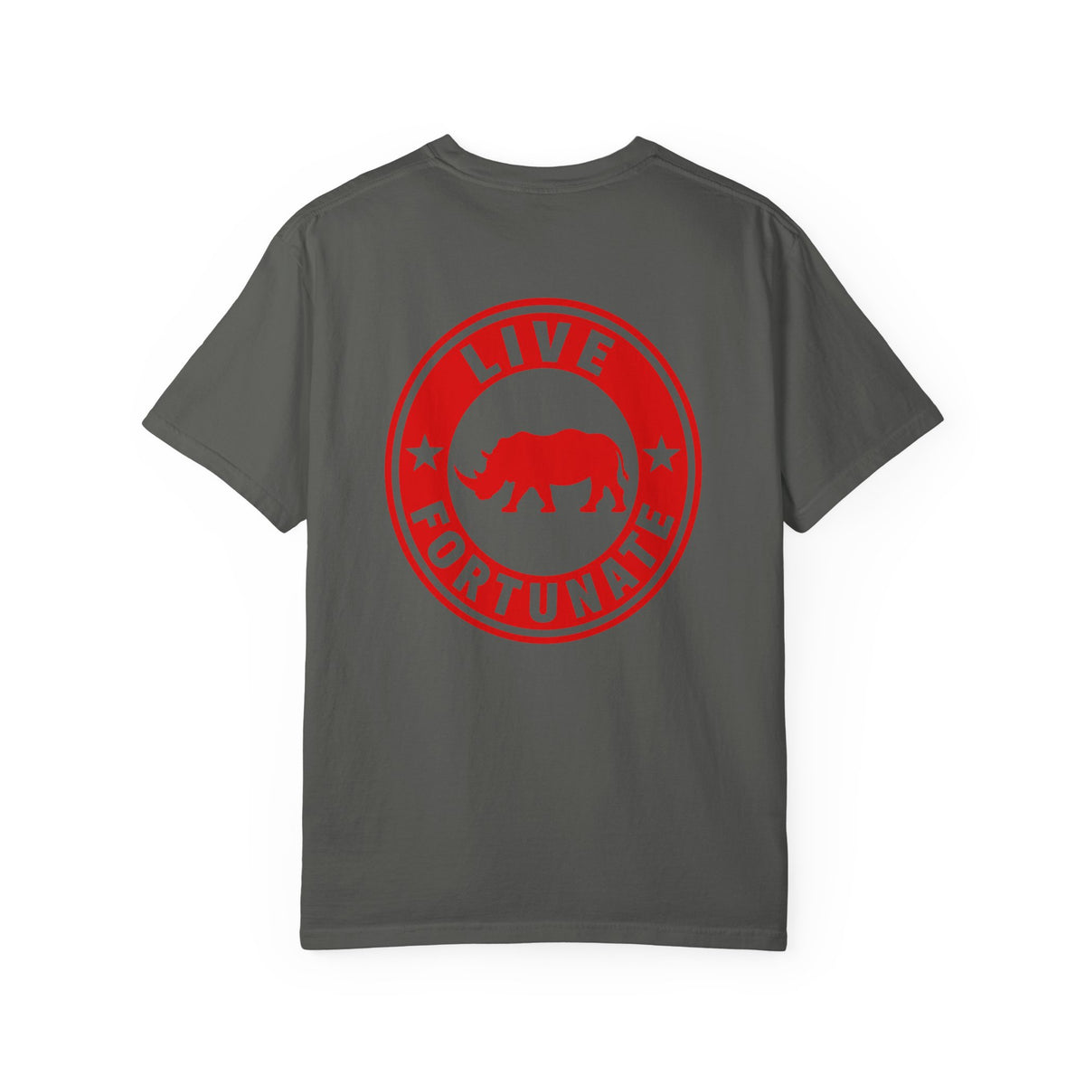 Live Fortunate Rhino T-Shirt — Red Rhino Logo Tee