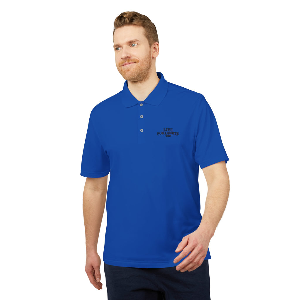 Live Fortunate Men’s Adidas Performance Polo – Embroidered Rhino Logo