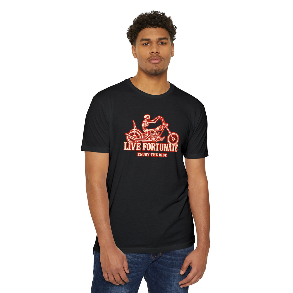 Live Fortunate Enjoy the Ride Skeleton Motorcycle Tee