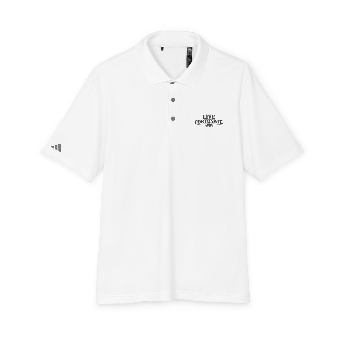 Live Fortunate Men’s Adidas Performance Polo – Embroidered Rhino Logo