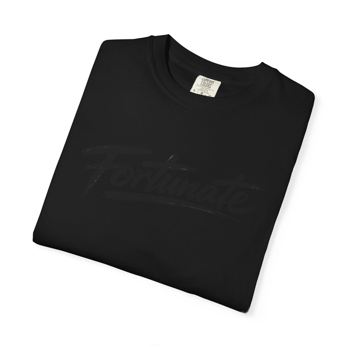 Fortunate Script T-Shirt — Casual Graphic Tee with 'Fortunate' Handwritten Logo